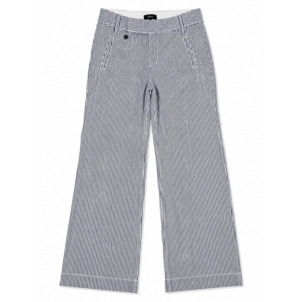 Banana Republic Martin Fit Seersucker Wide Leg Pants Blue White Stripe 4S Cotton